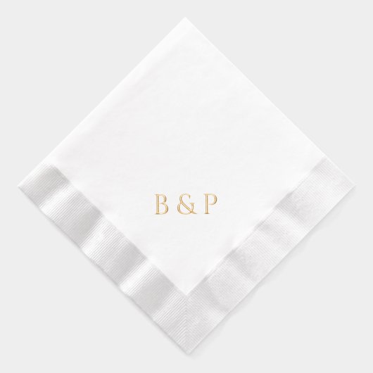 Couple's Monogram Modern Chic Wedding Gold 箔ナプキン (右)