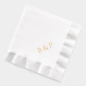 Couple's Monogram Modern Chic Wedding Gold 箔ナプキン (左)