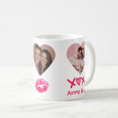 Couples Name XOXO Valentine's Day Custom Photo Mug コーヒーマグカップ (正面右)