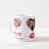 Couples Name XOXO Valentine's Day Custom Photo Mug コーヒーマグカップ (正面左)