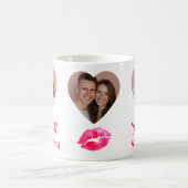 Couples Name XOXO Valentine's Day Custom Photo Mug コーヒーマグカップ (中央)
