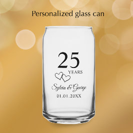 Couple's Names Heart 25th Wedding Anniversary Gift ガラス缶