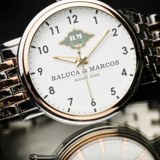 Couple's Names & Initials Floral Monogram Letters  腕時計