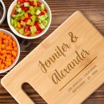 Couples Names New Home Etched Wooden Cutting Board