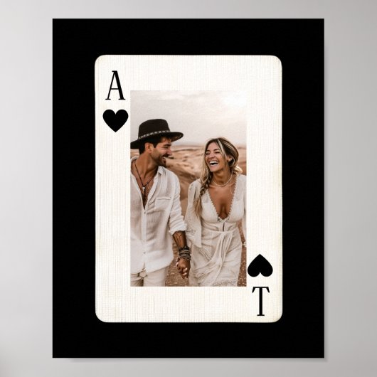 Couples Poker Playing Card with Photo ポスター (正面)