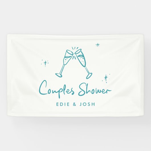 Couples shower modern natural elegant handwritten 横断幕 (横)