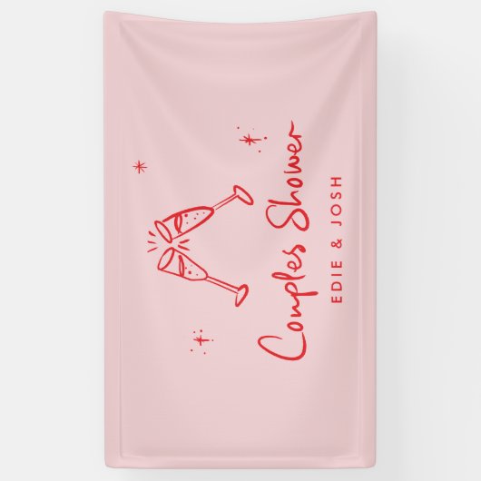 Couples shower modern natural elegant handwritten 横断幕 (縦)