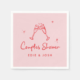 Couples shower modern pink red elegant handwritten スタンダードカクテルナプキン