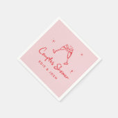Couples shower modern pink red elegant handwritten スタンダードカクテルナプキン (角)