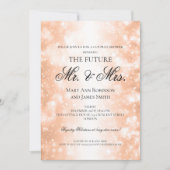 Couples Shower Rose氏夫人の金ゴールドのきらめくライト 招待状 (正面)