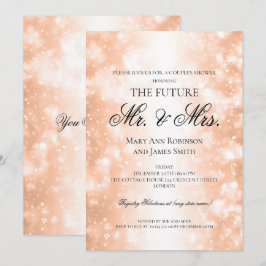 Couples Shower Rose氏夫人の金ゴールドのきらめくライト 招待状