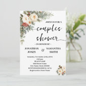 Couples Shower White Winter Flowers 招待状 (スタンド正面)