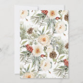 Couples Shower White Winter Flowers 招待状 (裏面)