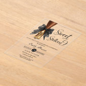 Couquette Black Ribbon Bow Fashion Heels Sweet 16  アクリル招待状 (レイダウン)