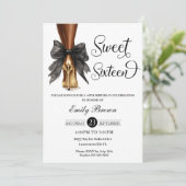 Couquette Black Ribbon Bow Fashion Heels Sweet 16  招待状 (スタンド正面)