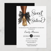 Couquette Black Ribbon Bow Fashion Heels Sweet 16  招待状 (正面/裏面)