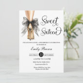 Couquette Black Ribbon Bow Fashion Heels Sweet 16  招待状 (スタンド正面)