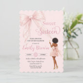 Couquette Blush Bow Brown Fashion Girl Sweet 16 招待状 (スタンド正面)