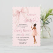 Couquette Blush Bow Brown Fashion Girl Sweet 16 招待状 (スタンド正面)