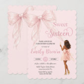 Couquette Blush Bow Brown Fashion Girl Sweet 16 招待状 (正面/裏面)