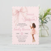 Couquette Blush Bow Brown Fashion Girl Sweet 16 招待状 (スタンド正面)