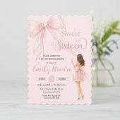 Couquette Blush Bow Brunette Fashion Girl Sweet 16 招待状 (スタンド正面)