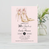 Couquette Blush Bow Fashion Heel 30th Birthday 招待状 (スタンド正面)