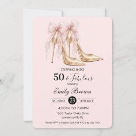 Couquette Blush Bow Fashion Heel 50th Birthday 招待状
