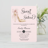 Couquette Blush Ribbon Bow Fashion Heel Sweet 16 招待状 (スタンド正面)