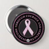 Courage and Strength – Pink Ribbon Awareness 缶バッジ (正面&裏面)