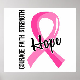 Courage Faith Hope 5 Breast Cancer ポスター