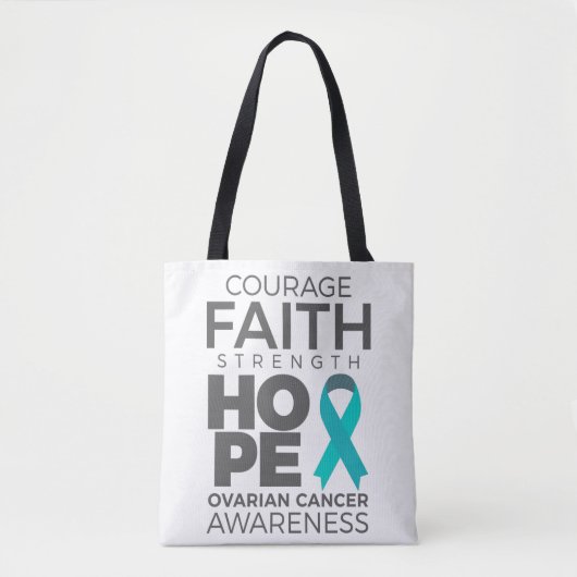 Courage Faith Strength Hope Ovarian Awareness トートバッグ (正面)