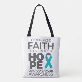 Courage Faith Strength Hope Ovarian Awareness トートバッグ (裏面)