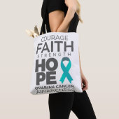 Courage Faith Strength Hope Ovarian Awareness トートバッグ (クローズアップ)