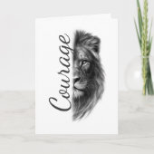 Courage Lion Artistic Minimal-Folded Greeting Card カード (正面)
