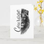 Courage Lion Artistic Minimal-Folded Greeting Card カード (黄色い花)