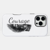 Courage Lion Artistic Minimal- iPhoneケース (裏面横)