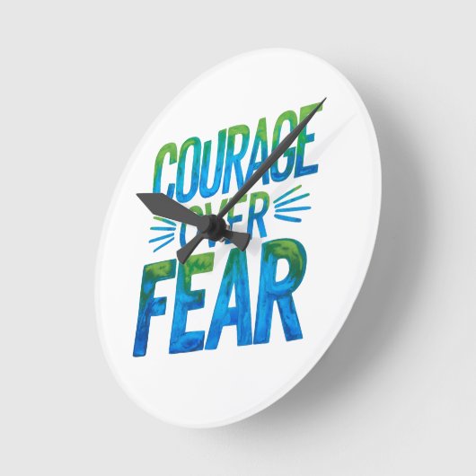 Courage over fear ラウンド壁時計 (傾斜)