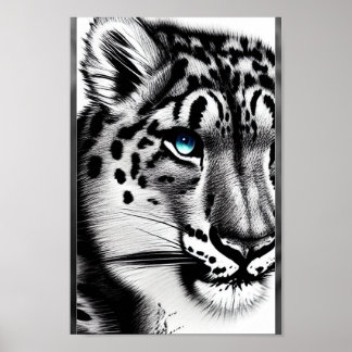 Courage Snow leopard with blue eye ポスター
