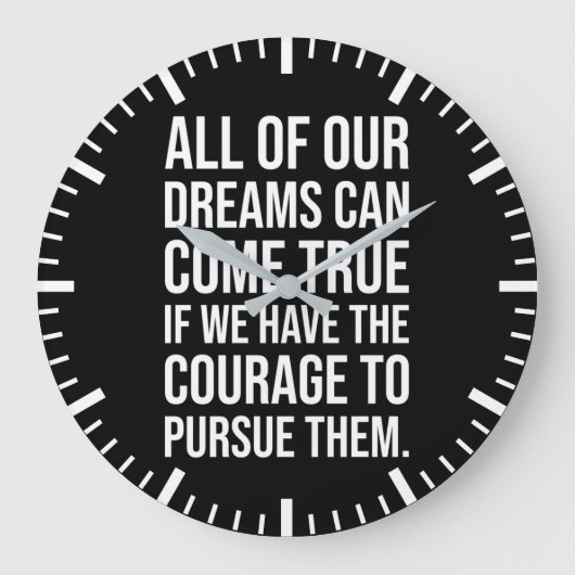 Courage To Pursue Dreams - Motivational ラージ壁時計 (正面)