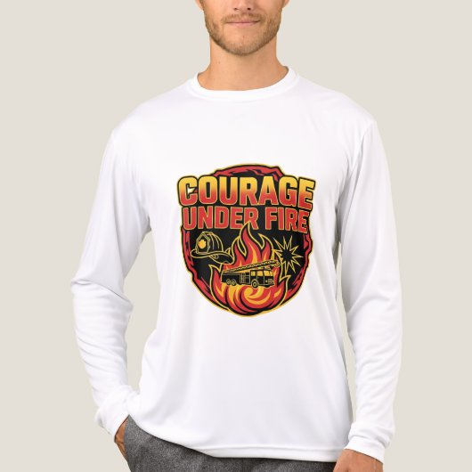 Courage Under Fire – Firefighter Hero Tee トライブレンドＴシャツ (正面)