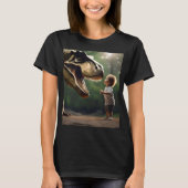 **"Courage Unleashed: A Small Boy Faces the T-Rex" Tシャツ (正面)