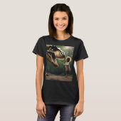 **"Courage Unleashed: A Small Boy Faces the T-Rex" Tシャツ (正面フル)