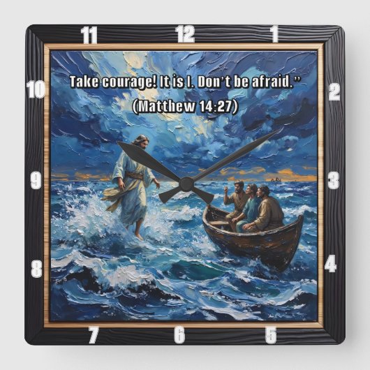 Courageous Faith: Walk on Water スクエア壁時計 (正面)