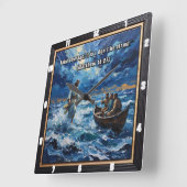 Courageous Faith: Walk on Water スクエア壁時計 (傾斜)