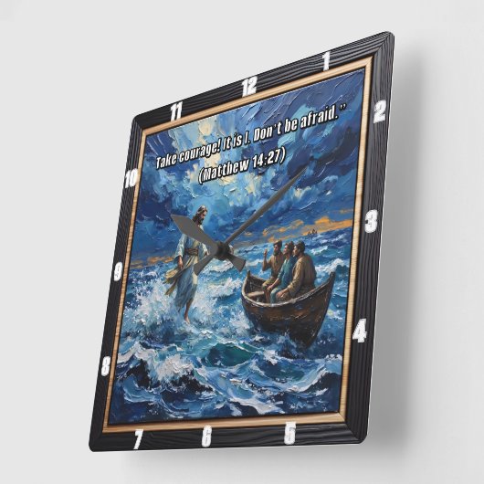 Courageous Faith: Walk on Water スクエア壁時計 (傾斜)