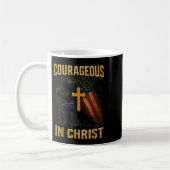 Courageous In Christ Knight Cross Patriotic Usa Fl コーヒーマグカップ (左)