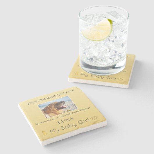 Courageous Osteosarcoma Pet Tribute ストーンコースター (横)