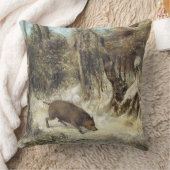 Courbet (偽造品)として署名する雪のイノシシ クッション (ブランケット)