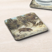 Courbet (偽造品)として署名する雪のイノシシ コースター (左側)
